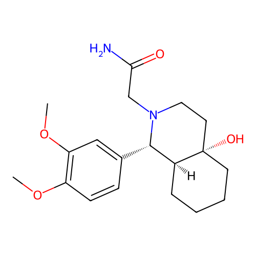 2-[(1R,4aS,8aS)-1-(3,4-dimethoxyphenyl)-4a-hydroxyoctahydroisoquinolin-2(1H)-yl]acetamide structure