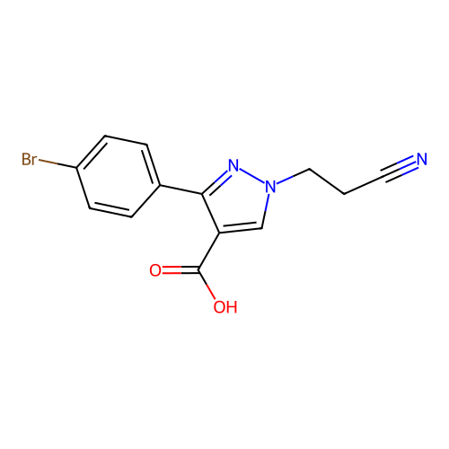 3-(4-bromophenyl)-1-(2-cyanoethyl)-1H-pyrazole-4-carboxylic acid structure