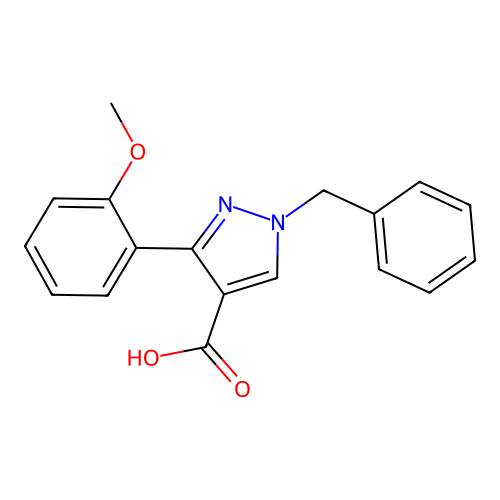 1-benzyl-3-(2-methoxyphenyl)-1H-pyrazole-4-carboxylic acid structure