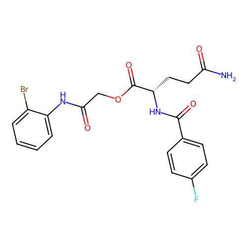 N2-(4-Fluorobenzoyl)-L-glutamine 2-[(2-bromophenyl)amino]-2-oxoethyl ester structure