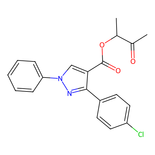 1-Methyl-2-oxopropyl 3-(4-chlorophenyl)-1-phenyl-1H-pyrazole-4-carboxylate structure