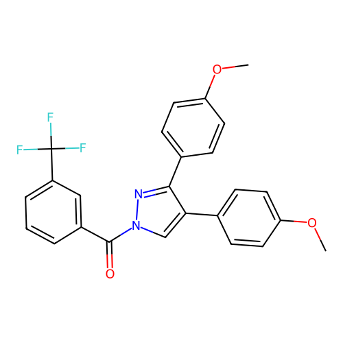 [3,4-Bis(4-methoxyphenyl)pyrazol-1-yl]-[3-(trifluoromethyl)phenyl]methanone structure