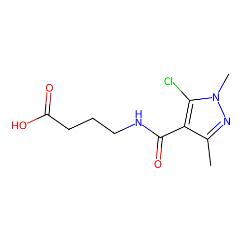 4-{[(5-chloro-1,3-dimethyl-1H-pyrazol-4-yl)carbonyl]amino}butanoic acid structure