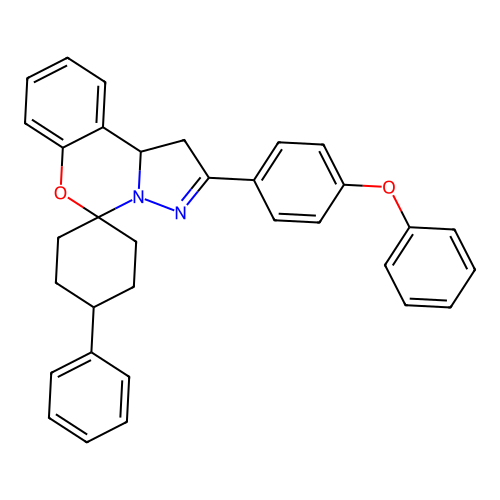 2'-(4-phenoxyphenyl)-4-phenyl-1',10b'-dihydrospiro[cyclohexane-1,5'-pyrazolo[1,5-c][1,3]benzoxazine] structure