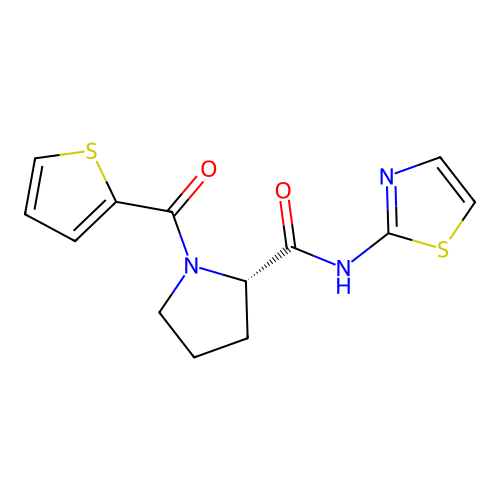 (2S)-N-(1,3-thiazol-2-yl)-1-(thiophene-2-carbonyl)pyrrolidine-2-carboxamide structure