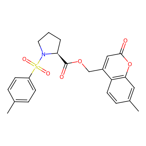 (7-methyl-2-oxochromen-4-yl)methyl (2S)-1-(4-methylphenyl)sulfonylpyrrolidine-2-carboxylate structure