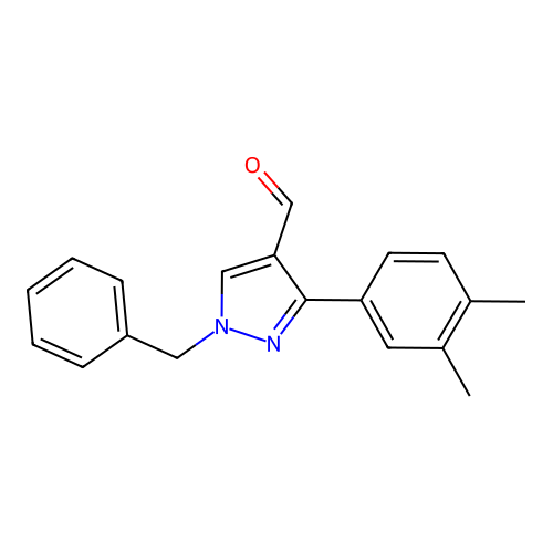 1-benzyl-3-(3,4-dimethylphenyl)-1H-pyrazole-4-carbaldehyde structure