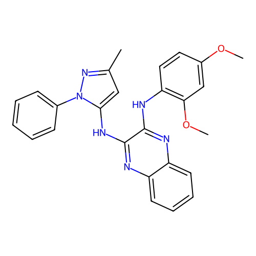 N2-(2,4-dimethoxyphenyl)-N3-(3-methyl-1-phenyl-1H-pyrazol-5-yl)quinoxaline-2,3-diamine structure
