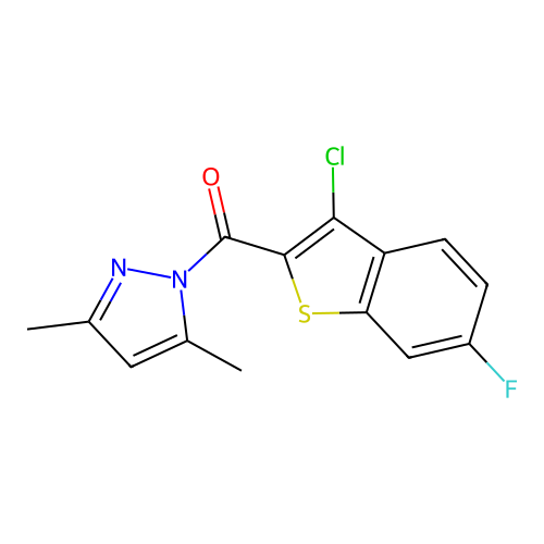 (3-Chloro-6-fluoro-1-benzothiophen-2-yl)-(3,5-dimethylpyrazol-1-yl)methanone structure