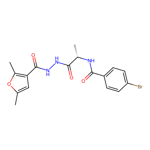4-bromo-N-[(2S)-1-[2-(2,5-dimethylfuran-3-carbonyl)hydrazinyl]-1-oxopropan-2-yl]benzamide structure