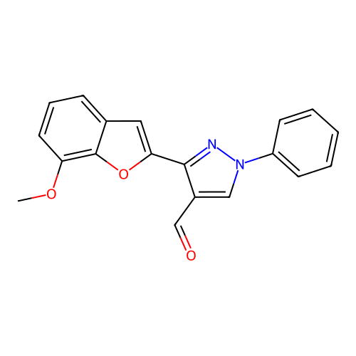3-(7-methoxy-1-benzofuran-2-yl)-1-phenyl-1H-pyrazole-4-carbaldehyde structure