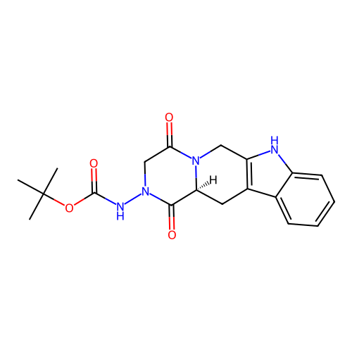 (S)-tert-butyl (1,4-dioxo-3,4,12,12a-tetrahydropyrazino[1',2':1,6]pyrido[3,4-b]indol-2(1H,6H,7H)-yl)carbamate structure