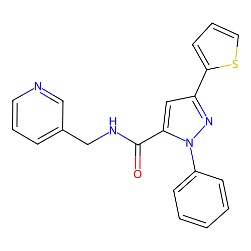 1-phenyl-N~5~-(3-pyridylmethyl)-3-(2-thienyl)-1H-pyrazole-5-carboxamide structure