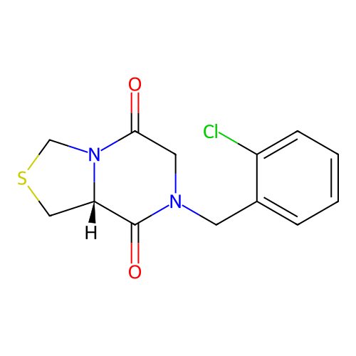 (8aR)-7-(2-chlorobenzyl)tetrahydro[1,3]thiazolo[3,4-a]pyrazine-5,8-dione structure