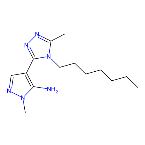 4-(4-heptyl-5-methyl-4H-1,2,4-triazol-3-yl)-1-methyl-1H-pyrazol-5-ylamine structure
