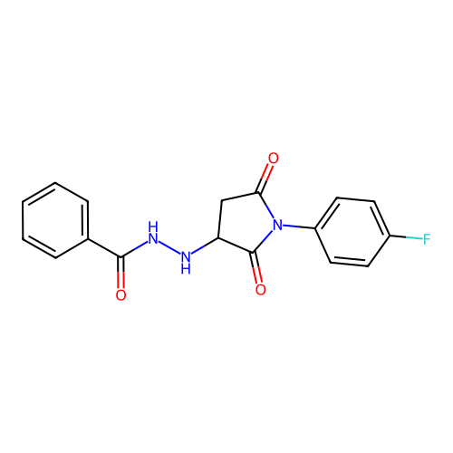 N'-[1-(4-fluorophenyl)-2,5-dioxopyrrolidin-3-yl]benzohydrazide structure