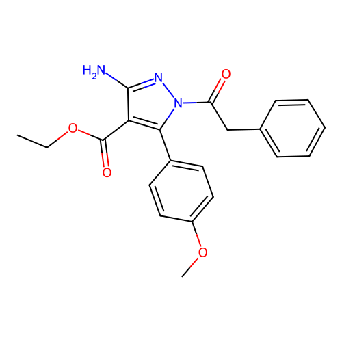 ethyl 3-amino-5-(4-methoxyphenyl)-1-(2-phenylacetyl)-1H-pyrazole-4-carboxylate structure