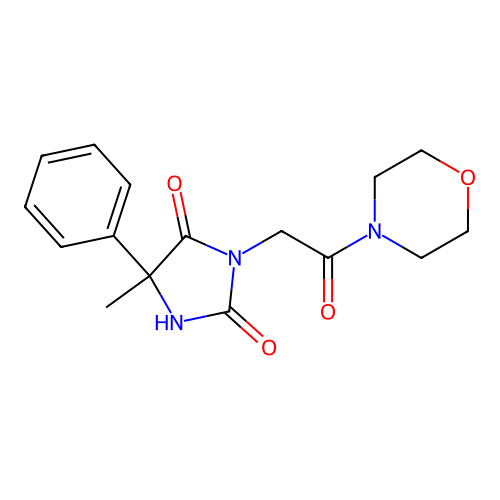5-Methyl-3-[2-(4-morpholinyl)-2-oxoethyl]-5-phenylimidazolidine-2,4-dione structure