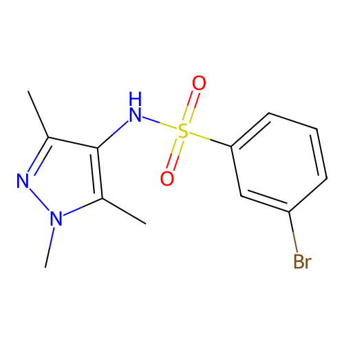 3-bromo-N-(1,3,5-trimethyl-1H-pyrazol-4-yl)benzene-1-sulfonamide structure