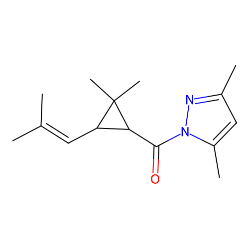 [2,2-dimethyl-3-(2-methylprop-1-enyl)cyclopropyl]-(3,5-dimethylpyrazol-1-yl)methanone structure