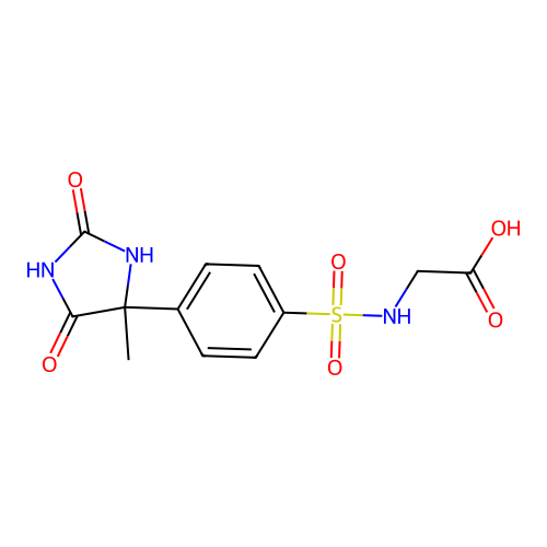 2-[4-(4-Methyl-2,5-dioxoimidazolidin-4-yl)benzenesulfonamido]acetic acid structure
