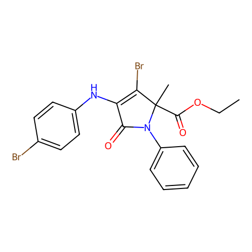 ethyl 3-bromo-4-(4-bromoanilino)-2-methyl-5-oxo-1-phenylpyrrole-2-carboxylate structure