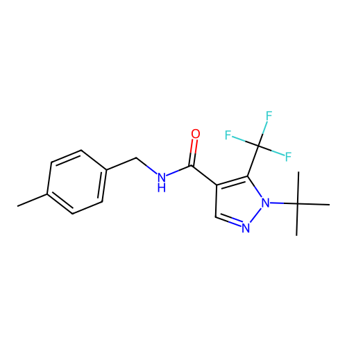 1-(tert-butyl)-N-(4-methylbenzyl)-5-(trifluoromethyl)-1H-pyrazole-4-carboxamide structure