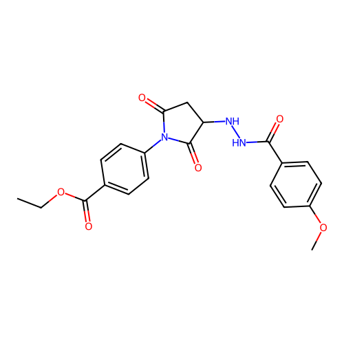 Ethyl 4-(3-(2-(4-methoxybenzoyl)hydrazinyl)-2,5-dioxopyrrolidin-1-yl)benzoate structure