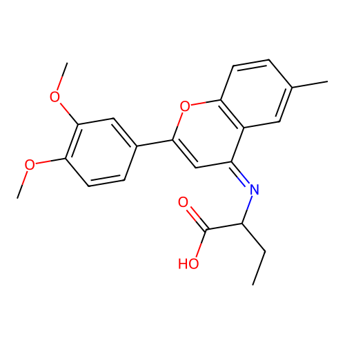 2-{[2-(3,4-dimethoxyphenyl)-6-methyl-4H-chromen-4-ylidene]amino}butanoic acid structure