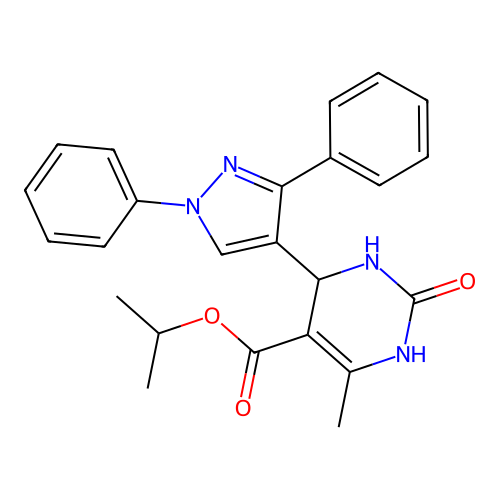 propan-2-yl 4-(1,3-diphenyl-1H-pyrazol-4-yl)-6-methyl-2-oxo-1,2,3,4-tetrahydropyrimidine-5-carboxylate structure