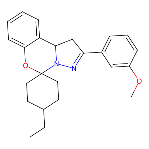 4-ethyl-2'-(3-methoxyphenyl)-1',10b'-dihydrospiro[cyclohexane-1,5'-pyrazolo[1,5-c][1,3]benzoxazine] structure