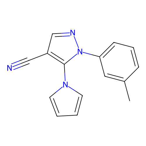 1-(3-methylphenyl)-5-(1H-pyrrol-1-yl)-1H-pyrazole-4-carbonitrile structure