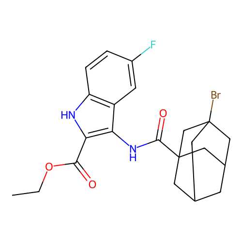Ethyl 3-[(3-bromoadamantane-1-carbonyl)amino]-5-fluoro-1H-indole-2-carboxylate structure
