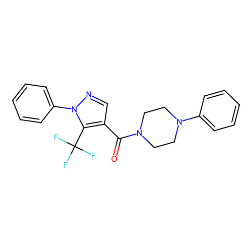 (4-phenylpiperazino)[1-phenyl-5-(trifluoromethyl)-1H-pyrazol-4-yl]methanone structure