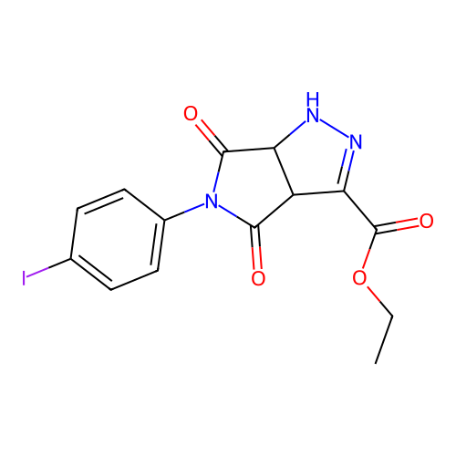 ethyl 5-(4-iodophenyl)-4,6-dioxo-1,3a,4,5,6,6a-hexahydropyrrolo[3,4-c]pyrazole-3-carboxylate structure