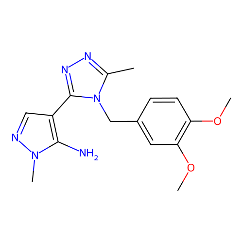 4-[4-(3,4-dimethoxybenzyl)-5-methyl-4H-1,2,4-triazol-3-yl]-1-methyl-1H-pyrazol-5-ylamine structure