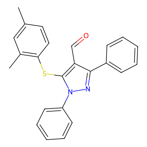 5-[(2,4-dimethylphenyl)sulfanyl]-1,3-diphenyl-1H-pyrazole-4-carbaldehyde structure
