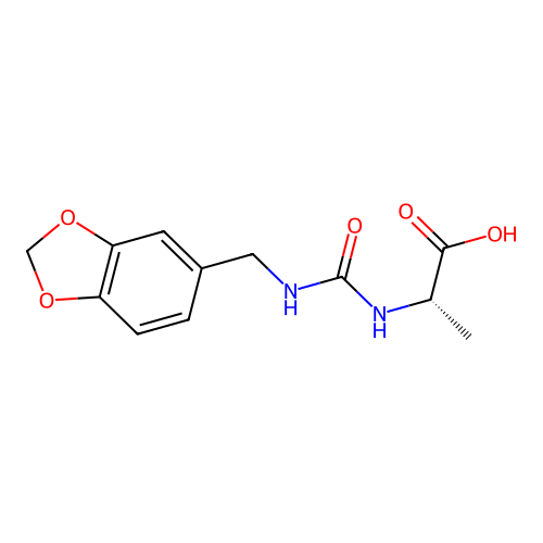 N-[(1,3-benzodioxol-5-ylmethyl)carbamoyl]-L-alanine structure