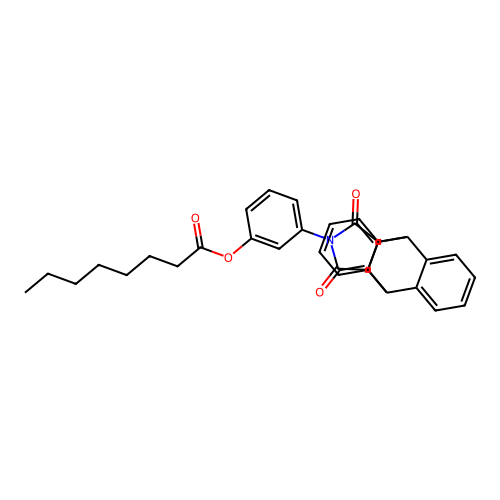 3-(16,18-dioxo-17-azapentacyclo[6.6.5.0~2,7~.0~9,14~.0~15,19~]nonadeca-2,4,6,9,11,13-hexaen-17-yl)phenyl octanoate structure