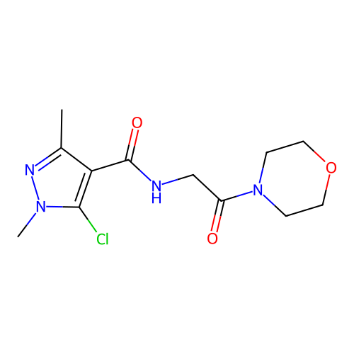 5-chloro-1,3-dimethyl-N-(2-morpholino-2-oxoethyl)-1H-pyrazole-4-carboxamide structure