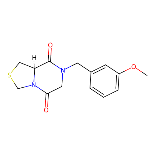 (8aR)-7-(3-methoxybenzyl)tetrahydro[1,3]thiazolo[3,4-a]pyrazine-5,8-dione structure