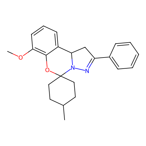 7'-methoxy-4-methyl-2'-phenyl-1',10b'-dihydrospiro[cyclohexane-1,5'-pyrazolo[1,5-c][1,3]benzoxazine] structure