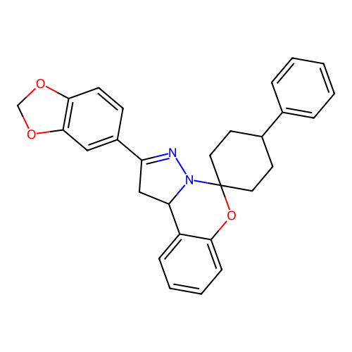2'-(1,3-benzodioxol-5-yl)-4-phenyl-1',10b'-dihydrospiro[cyclohexane-1,5'-pyrazolo[1,5-c][1,3]benzoxazine] structure