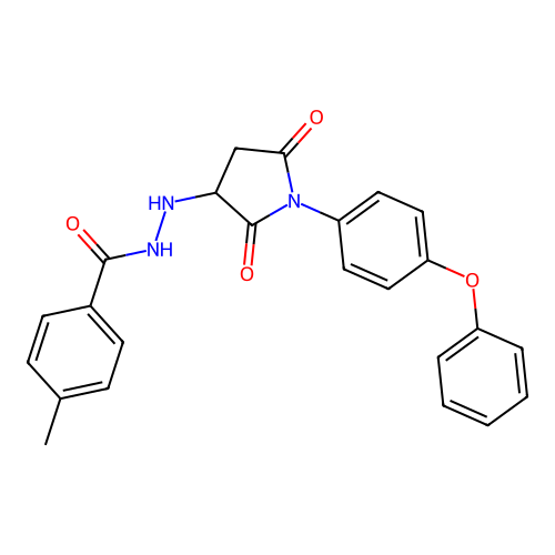 N'-[2,5-dioxo-1-(4-phenoxyphenyl)pyrrolidin-3-yl]-4-methylbenzohydrazide structure