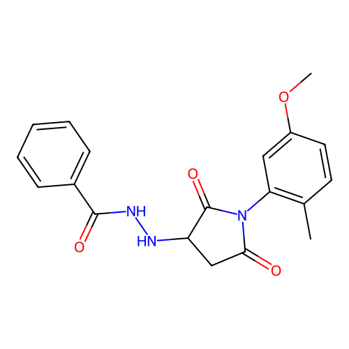 N'-[1-(5-methoxy-2-methylphenyl)-2,5-dioxopyrrolidin-3-yl]benzohydrazide structure