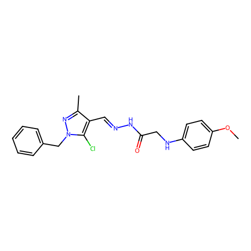 N-(4-Methoxyphenyl)glycine (2E)-2-[[5-chloro-3-methyl-1-(phenylmethyl)-1H-pyrazol-4-yl]methylene]hydrazide structure