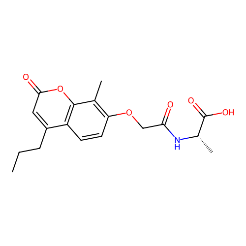N-{[(8-methyl-2-oxo-4-propyl-2H-chromen-7-yl)oxy]acetyl}-L-alanine structure