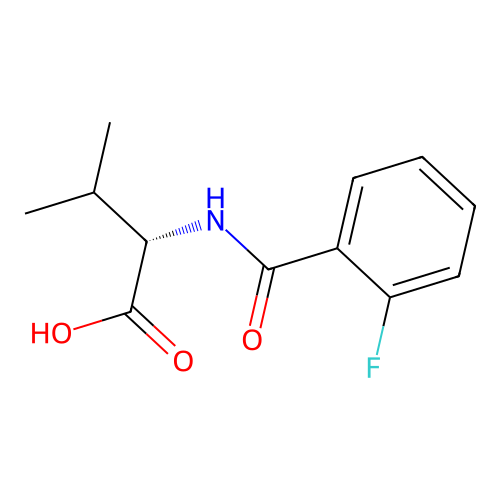 (2S)-2-[(2-fluorobenzoyl)amino]-3-methylbutanoic acid structure