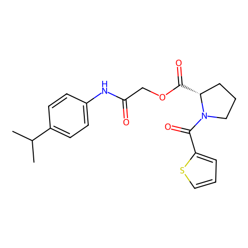 [2-oxo-2-(4-propan-2-ylanilino)ethyl] (2S)-1-(thiophene-2-carbonyl)pyrrolidine-2-carboxylate structure