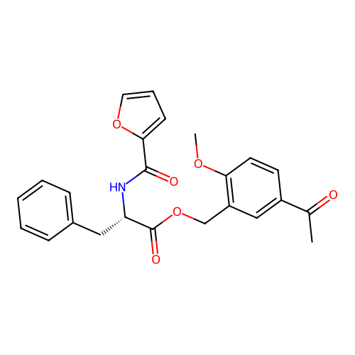 (5-acetyl-2-methoxyphenyl)methyl (2S)-2-(furan-2-carbonylamino)-3-phenylpropanoate structure